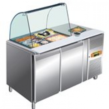 Saladette mit Glasvitrine 2 Türen, 1360x700x1365, Paketpreis