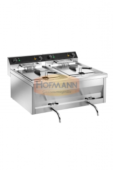 Fritteuse mit Ablasshahn, Komplett aus Edelstahl, 800x700x320