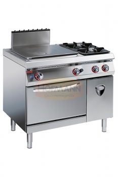 2 Flammen, Gas-Glühplattenherd M/Backofen und Schrank, 28 kW, 1050x700x900