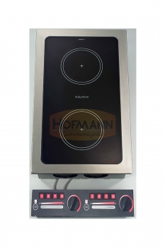 Einbau-Induktionskochfeld, 2 Platten, 400 V / 3 Ph / 3,5 kW, 450x700x208