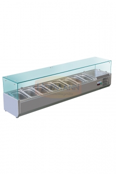 Aufsatzvitrine, 8x 1/3 GN, 1800x395x435mm