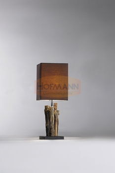 Tischleuchte, Holz - Baumwolle, 230V, 150x150x440