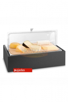 Cheese Buffet display: wooden cutting board, 1/1 GN 20 mm, roll-top cover incl. CUBIC 904.140