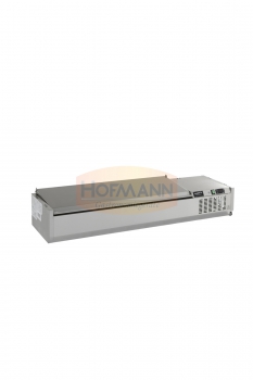 Aufsatzvitrine mit Edelstahldeckel, +2/+7°C, 5 x 1/4GN, 1200x335xx225mm
