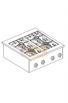 Gasherd, 4 Brenner, 2x6 2x3,5 kW, 600x557