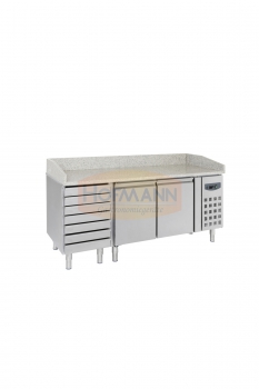 Pizzatisch 2 Türen, 7 Teigschubladen,+2 / +8°, 2025x800x1000 - **