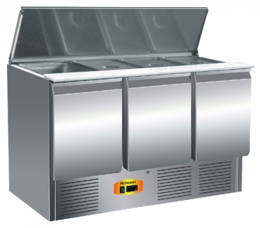 Saladette mit 3 Türen, 400 Ltr., 122kg, digitale Steuerung, Motor unten, 1365x700x882