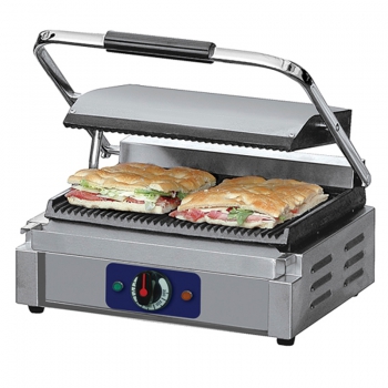 Kontaktgrill mit gerillten Gusseisen-Platten, 340x220 mm -