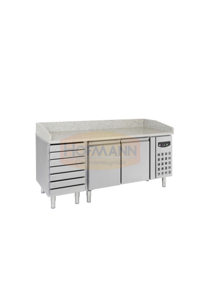 Pizzatisch 2 Türen, 7 Schubladen, +2 / +8°, 2025x800x1435
