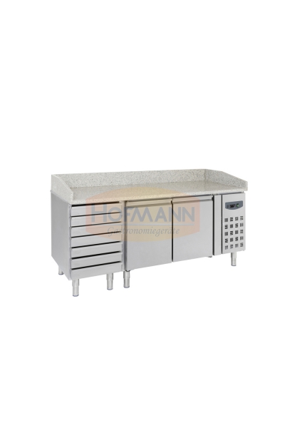 Pizzatisch 2 Türen, 7 Teigschubladen,+2 / +8°, 2025x800x1000 - **