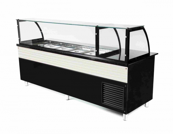 Saladette mit Kassentisch, 5x1/1GN + 1x2/4GN, +2°/+8°C, 2500x850x1300