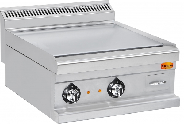 Elektro-Grillplatte, glatt, verchromt,  9 kW, 400V, 600x600x270