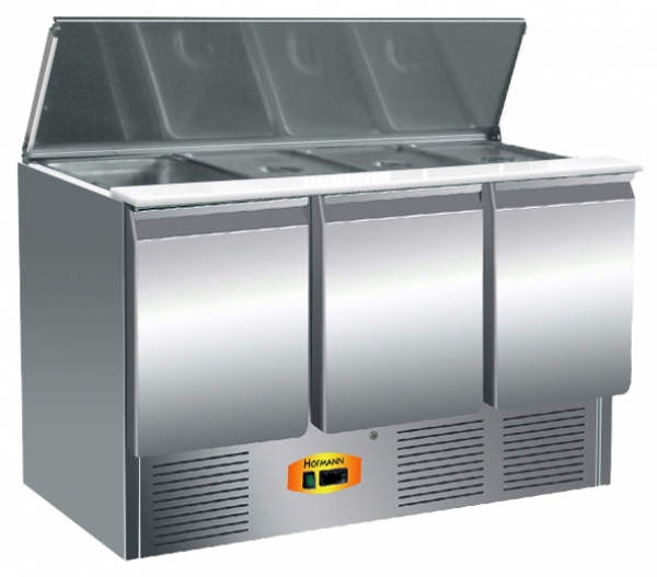 Saladette mit 3 Türen, 400 Ltr., 122kg, digitale Steuerung, Motor unten, 1365x700x882