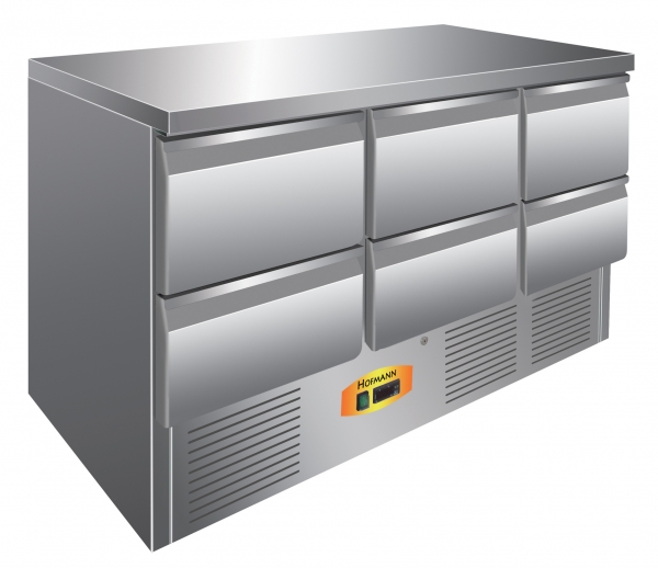 Kühltisch mit 6 Schubladen, +2°/+8°C , Motor unten 1370x700x875, Paketpreis